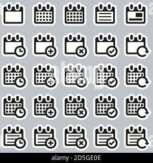 Calendar Or Schedule Icons Black & White Sticker Big Stock Vector
