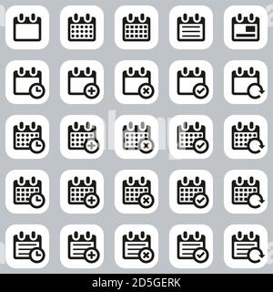 Calendar Or Schedule Icons Black & White Flat Design Big Stock Vector