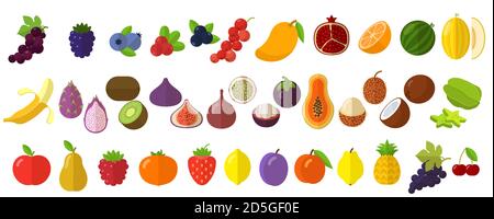 fruits and berries vector icon set Stock Vector