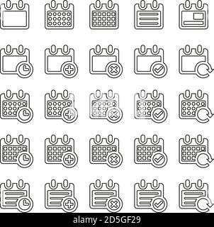 Calendar Or Schedule Icons Thin Line Big Stock Vector