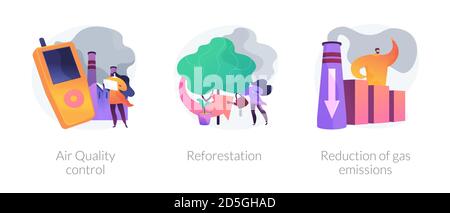 Environment protection measures, flora restoration, atmosphere purification vector concept metaphors. Stock Vector