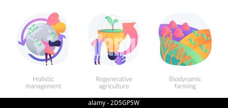 Conservation and rehabilitation farming system abstract concept vector illustrations. Stock Vector