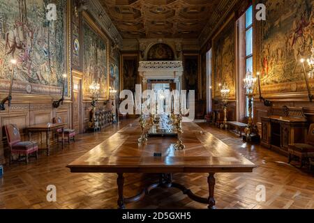 Interior of beautiful Chateau de Chantilly. The Deer Gallery - France Stock  Photo - Alamy