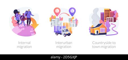 Human migration abstract concept vector illustrations. Stock Vector