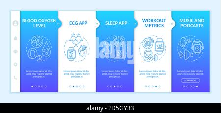 Smartwatch functions onboarding vector template Stock Vector