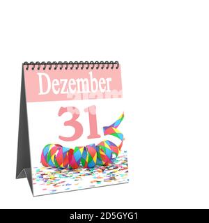 Desk calendar with cover sheet December 31st Stock Photo