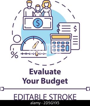 Evaluate budget concept icon Stock Vector