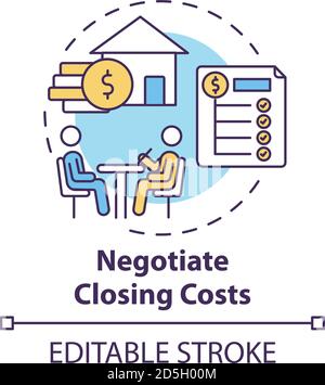 Negotiate closing costs concept icon Stock Vector