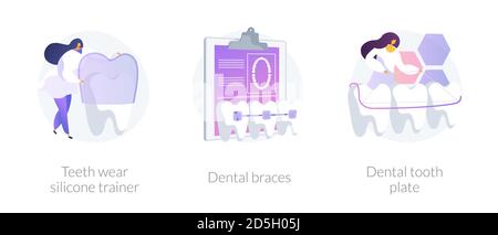 Teeth straightening vector concept metaphors. Stock Vector