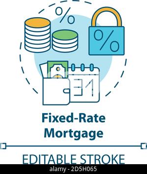 Fixed-rate mortgage concept icon Stock Vector