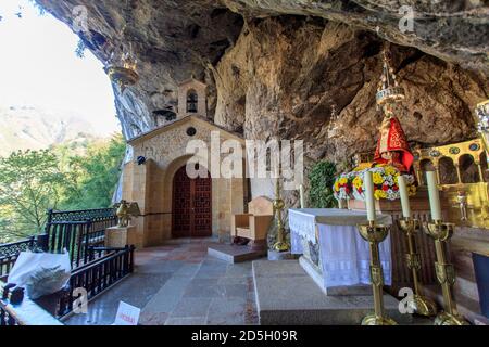 Covadonga Virgin Cave. Sanctuary. Cangas de Onis. Asturias. Spain Stock Photo