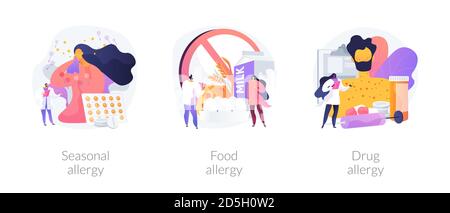 Allergy types abstract concept vector illustrations. Stock Vector