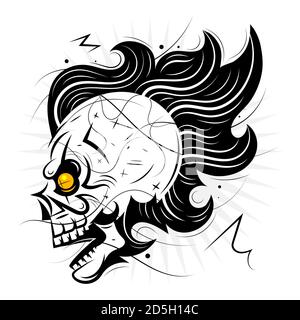 Pirate retro skull isolated on white background.Vector Stock Vector