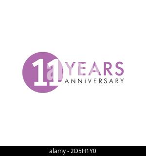 11 th anniversary numbers. 11 years old creative congrats. Cute congratulation concept. Isolated abstract graphic design template. Purple digits. Stock Vector