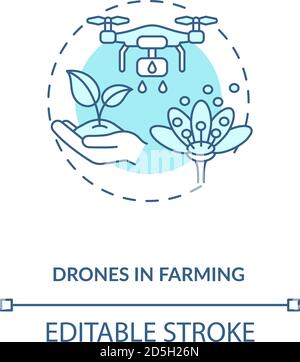 Drones in farming concept icon Stock Vector