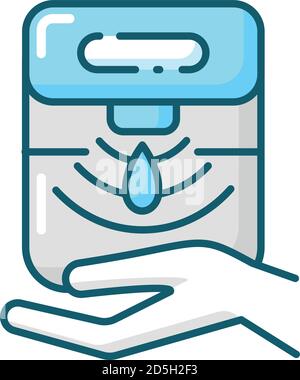 Automatic hand sanitizer dispenser blue RGB color icon Stock Vector