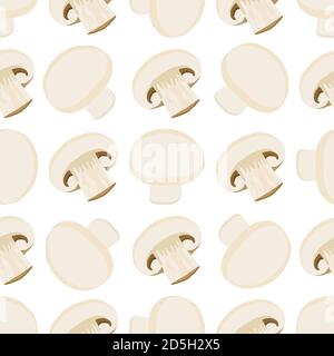 Illustration on theme of bright pattern mushroom, vegetable champignon for seal. Vegetable pattern consisting of beautiful mushroom, many champignon. Stock Vector