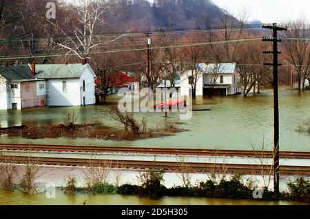 Severe flooding in the city of Lebanon Junction - Kentucky along the ohio river Stock Photo