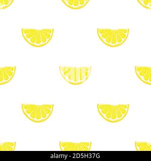 Illustration on theme big colored seamless yellow lemon, bright fruit pattern for seal. Fruit pattern consisting of beautiful seamless repeat lemon. S Stock Vector