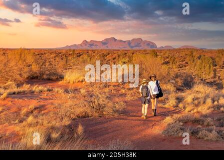 Northern Territory, Australia - Hikers in the Australian outback. Stock Photo