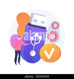 USB connection abstract concept vector illustration. Stock Vector