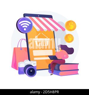 Online flea market abstract concept vector illustration. Stock Vector