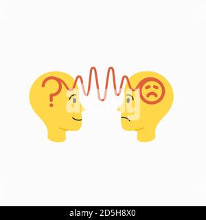 Empathy. Empathy concept - silhouettes of two human heads with an abstract image of emotions inside. Stock Vector