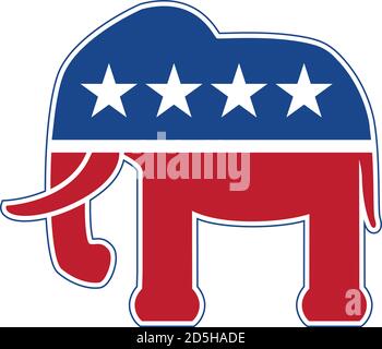 Republican Elephant Red White and Blue Political Isolated Vector Illustration Stock Vector