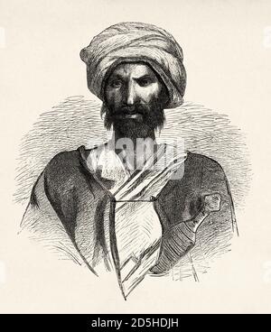 Bedouin from Sinai peninsula, Egypt. Old XIX century engraved from Travels in Sinai Le Tour du Monde 1864 Stock Photo