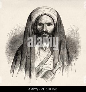 Bedouin from Sinai peninsula, Egypt. Old XIX century engraved from Travels in Sinai Le Tour du Monde 1864 Stock Photo