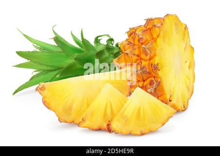 pineapple half and slices isolated on white background with clipping path and full depth of field Stock Photo