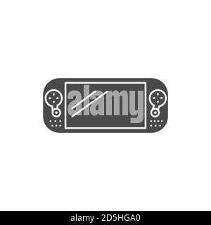 Game console portable black glyph icon. Electronic device. Gaming concept. Pictogram for web page, mobile app, promo. Stock Vector