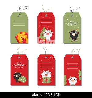 Christmas tags set with typography and icon. Stock Vector
