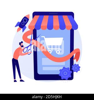 Start and launch your online store abstract concept vector illustration. Stock Vector