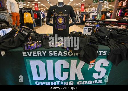 El Segundo, United States. 12th Oct, 2020. Merchandise at a Dick's Sporting  Goods store after the Los Angeles Lakers fans celebrate their victory in  the 2020 NBA Finals, Monday, Oct. 12, 2020