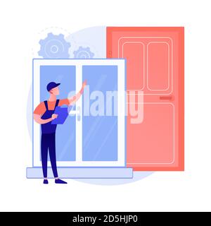 Windows and doors services abstract concept vector illustration. Stock Vector