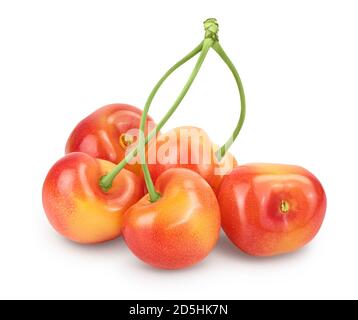 yellow-red sweet cherry isolated on white background with clipping path and full depth of field Stock Photo