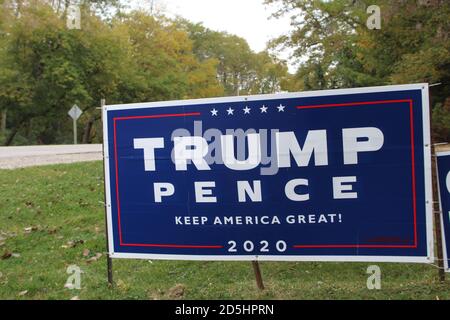 Trump-Pence Keep America Great 2020 sign in Salem, Wisconsin