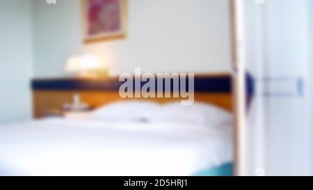 Abstract blur luxury hotel room , defocused bedroom interior for background Stock Photo
