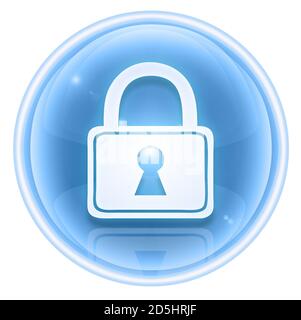Lock icon ice, isolated on white background. Stock Photo