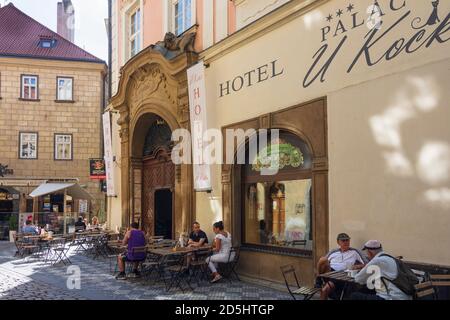 Praha: street Jilska, outdoor restaurant in Stare Mesto, Old Town, Praha, Prag, Prague, Czech Stock Photo