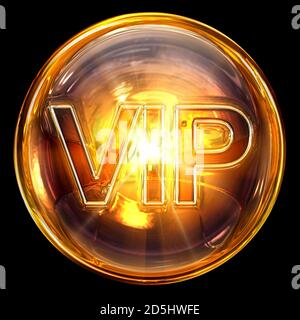 Vip icon fire, isolated on black background Stock Photo