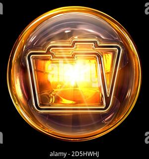 Folder icon fire, isolated on black background Stock Photo