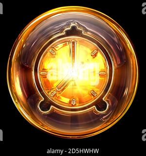Clock icon golden, isolated on black background Stock Photo