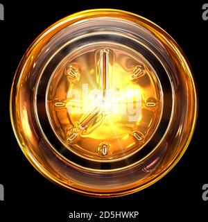 Clock icon golden, isolated on black background Stock Photo