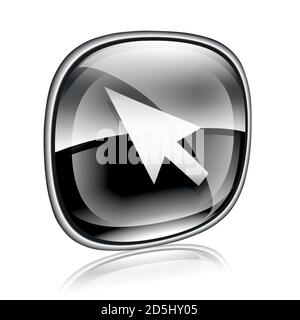cursor icon black glass, isolated on white background Stock Photo