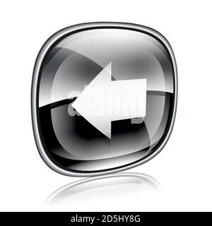 Arrow left icon black glass, isolated on white background. Stock Photo