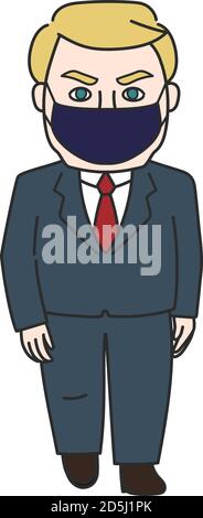 Man with blond hair wearing a mask. Vector illustration isolated on white background. Stock Vector