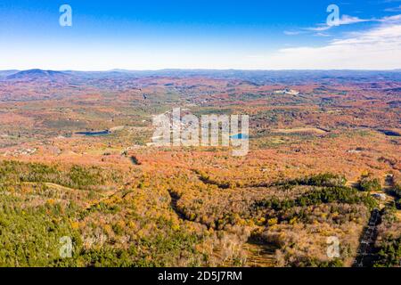 aerial of image of Okemo Mountain in the Fall, Ludlow, Vermont Stock Photo