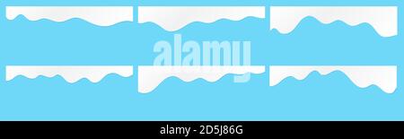 White melt drips or liquid sauce and milk drops. White liquid or melted chocolate drips, milk current paint Stock Vector